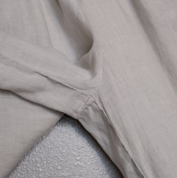 Cut Loose Linen Elastic Waist High Rise Lagenlook Minimalist Wide Leg Pants Sz S - Picture 7 of 14